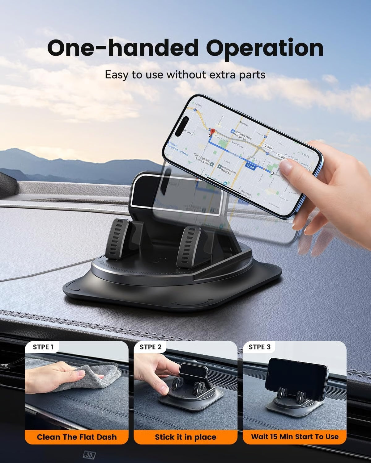 Ivosoma® Car phone holder 360 degree rotation, suitablefor car navigation in-car dashboard