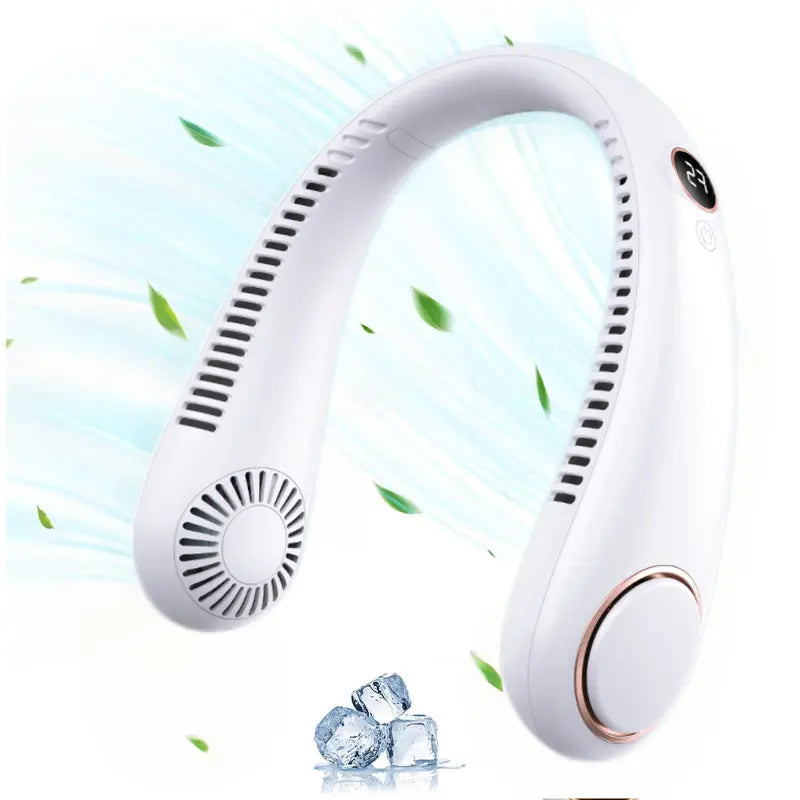 BVJ®®Portable Neck Fan, Bladeless Wearable Personal Fan, Hands-Free Cooling for Outdoor & Office