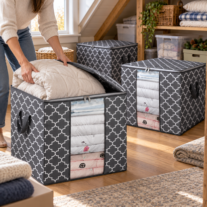 WISELIFE 100L Foldable Storage Bags with Clear Window