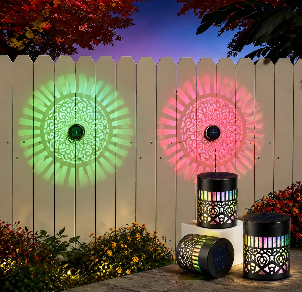 NAVOZILO®🏡☀️Seven-Color Changing Solar Mandala Projection Wall Light