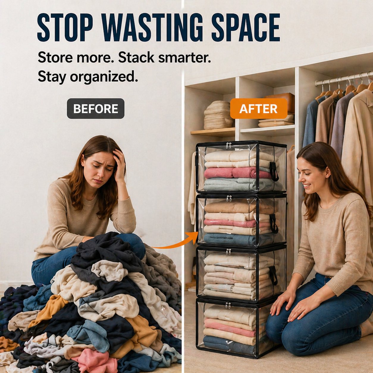 🎁💞LAST DAY 50% OFF ✨📦Ivosoma®Large Heavy-Duty Thick Plastic Clear Storage