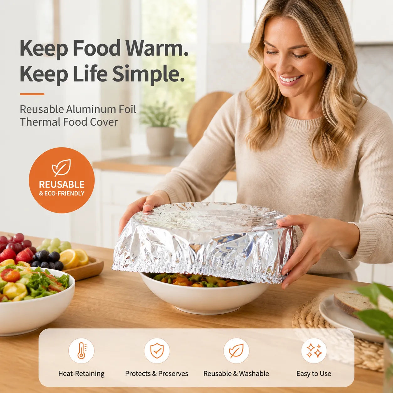 🍽️Reusable Aluminum Foil Thermal Food Cover — Heat-Retaining, Washable & Freshness-Preserving Kitchen Essential upsell
