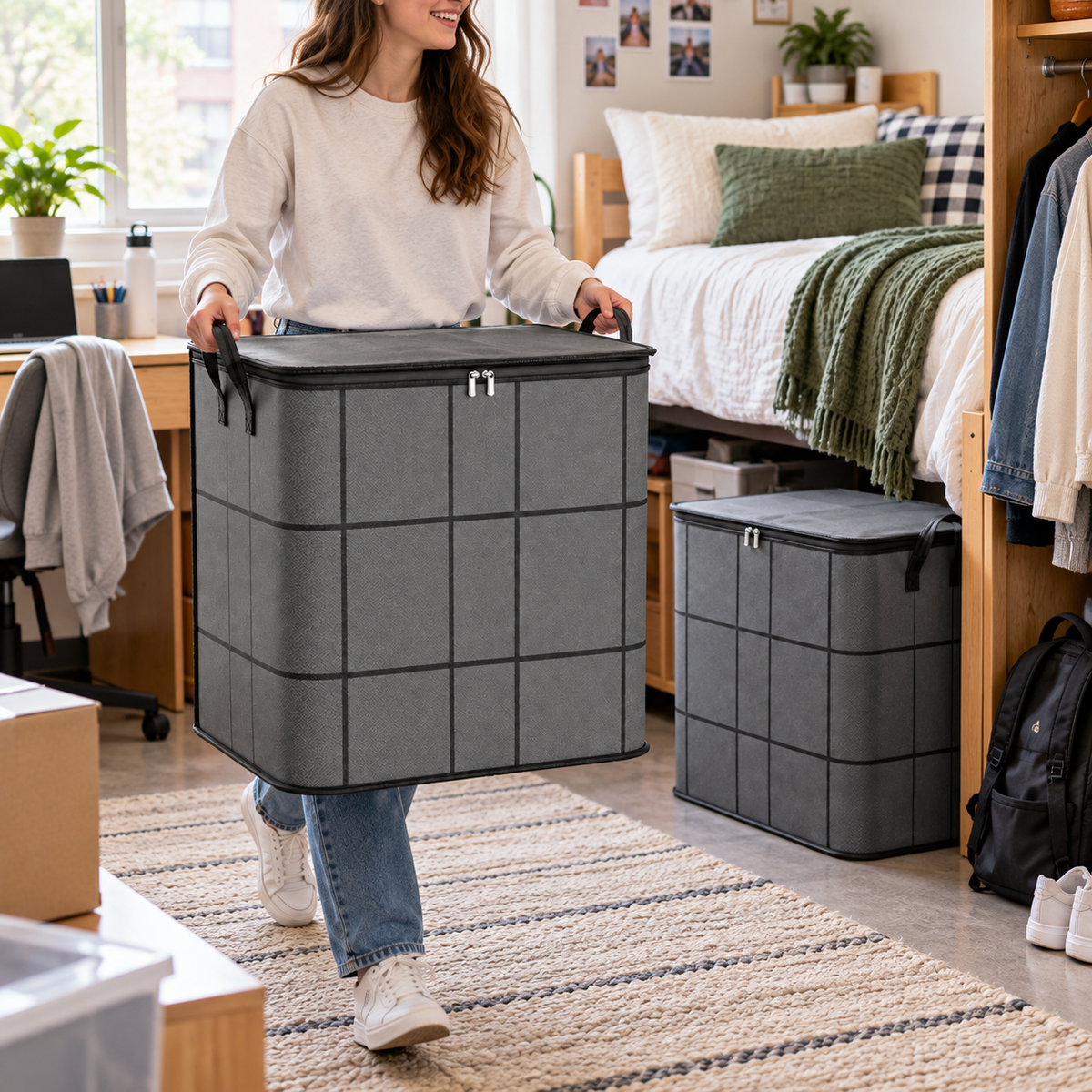 Foldable Moving Storage Bins with Reinforced Handles