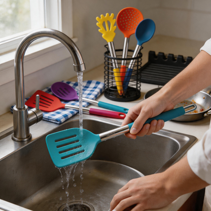 HOTEC 14-Piece Heat Resistant Silicone Kitchen Utensils Set
