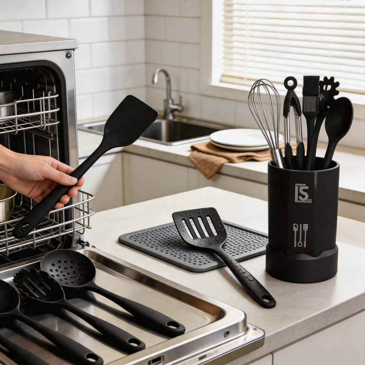 AOTHOD 15-Piece Silicone Cooking Utensil Set