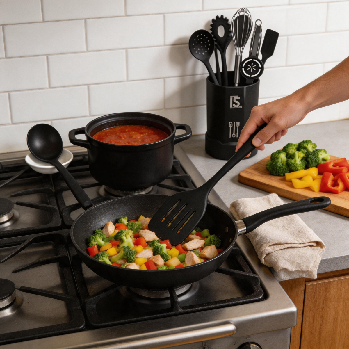 AOTHOD 15-Piece Silicone Cooking Utensil Set