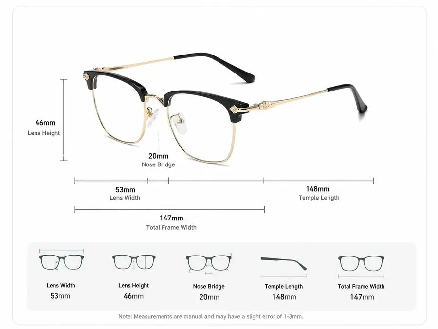 Ultra light anti-blue presbyopic glasses product dimensions
