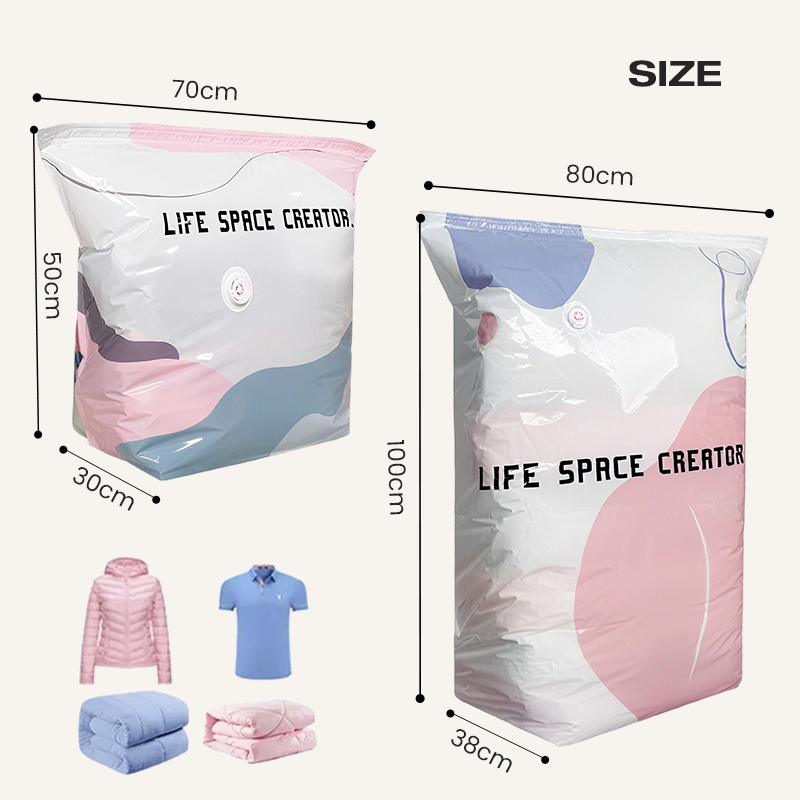 No-Pump Vacuum Storage Compression Bags